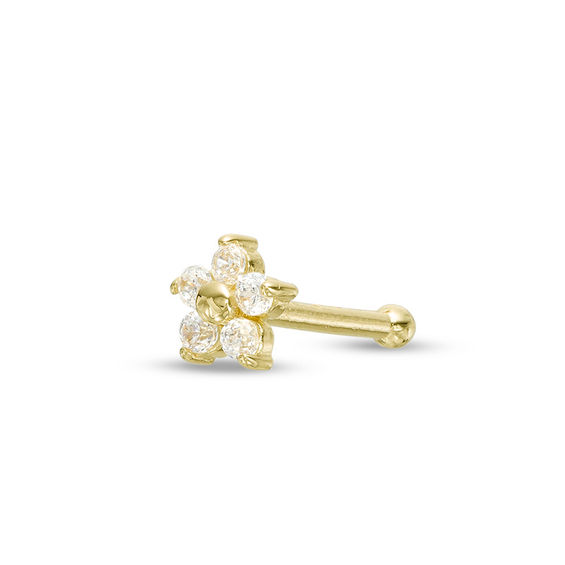 Diamond Nose Stud, Solid 14K Yellow Gold Flower Nose Stud, Dainty nose –  Beauties Jewelry NYC